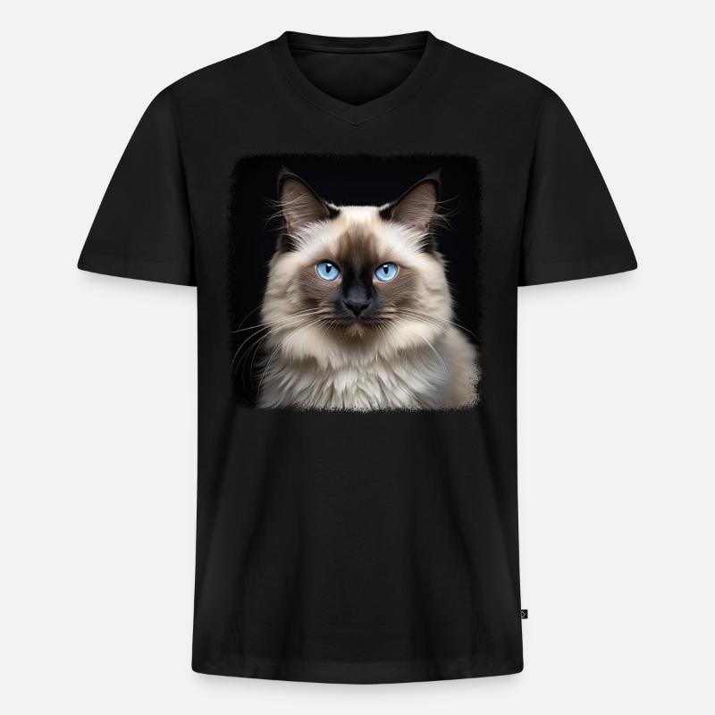 Birman Cat Birma Katze - Männer Premium Bio T-Shirt mit V-Ausschnitt - Schwarz