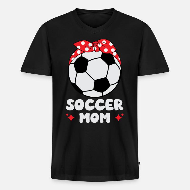 Fußball Mama - Männer Premium Bio T-Shirt mit V-Ausschnitt - Schwarz
