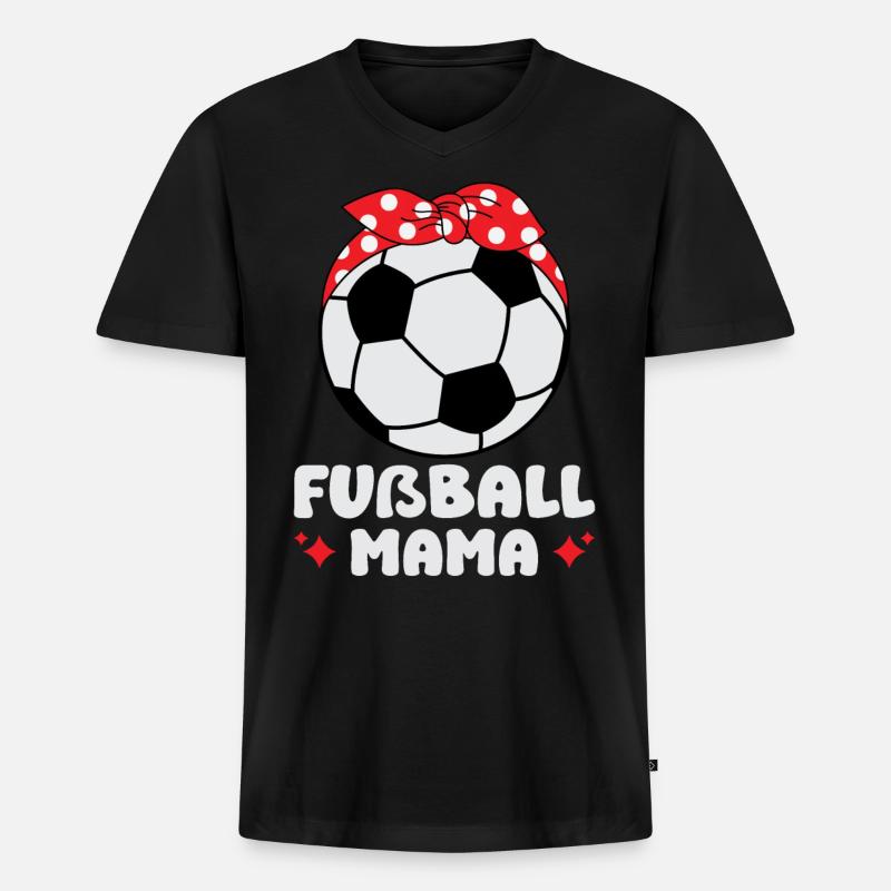 Fußball Mama - Männer Premium Bio T-Shirt mit V-Ausschnitt - Schwarz