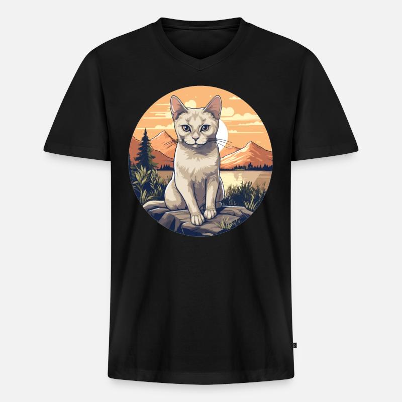 Burmilla Kätzchen Burmilla Katze - Männer Premium Bio T-Shirt mit V-Ausschnitt - Schwarz