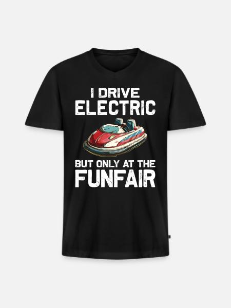 Ich fahre Elektrisch Kirmes Autoscooter - Männer Premium Bio T-Shirt mit V-Ausschnitt - Schwarz