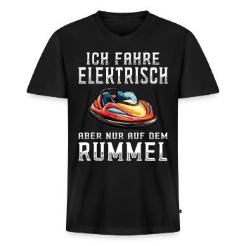 Ich fahre Elektrisch Kirmes Autoscooter - Männer Premium Bio T-Shirt mit V-Ausschnitt - Schwarz - Vorne - Nico (187cm)