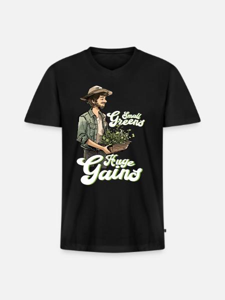 Microgreen Agriculture Gartenarbeit - Männer Premium Bio T-Shirt mit V-Ausschnitt - Schwarz