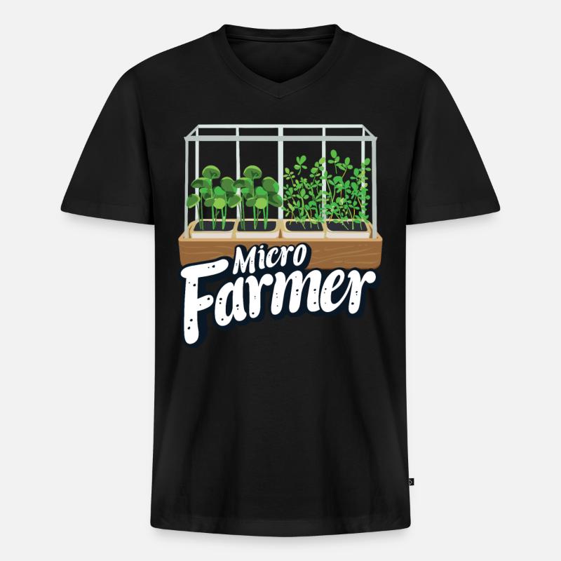 Microgreen Agriculture Gartenarbeit - Männer Premium Bio T-Shirt mit V-Ausschnitt - Schwarz