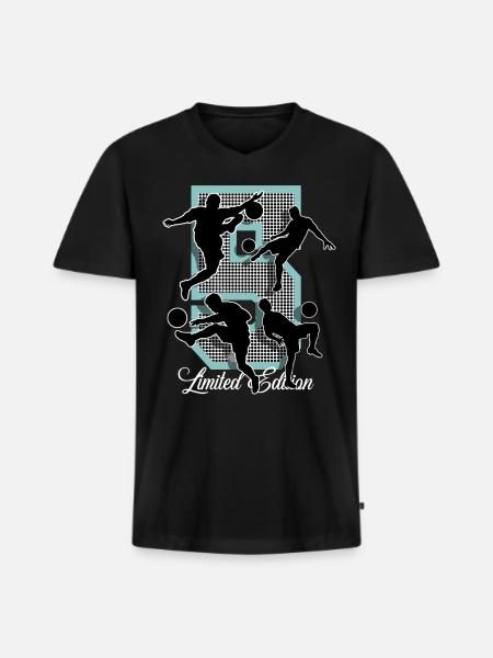 5th Birthday Football - Men's Premium Organic T-shirt with V-neck - black