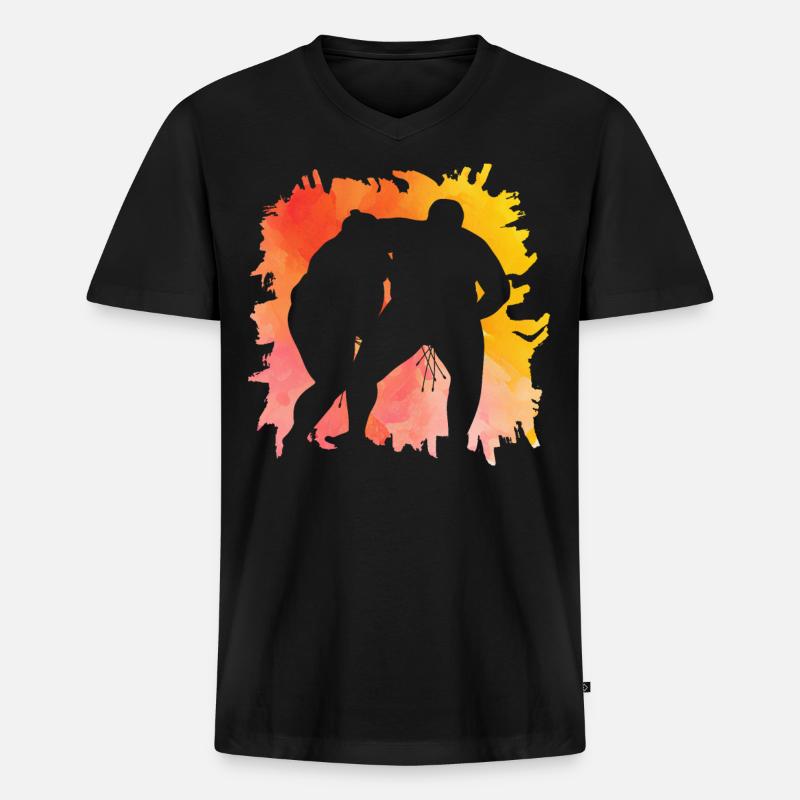 Sumo - Männer Premium Bio T-Shirt mit V-Ausschnitt - Schwarz