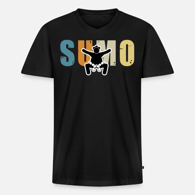 Sumo - Männer Premium Bio T-Shirt mit V-Ausschnitt - Schwarz