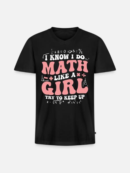 Math Genius Girl Power Statement - Men's Premium Organic T-shirt with V-neck - black