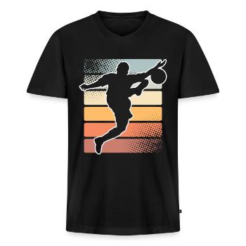 Joueurs de football - T-shirt encolure en V Premium bio Homme - noir - Devant - Nico (187cm)