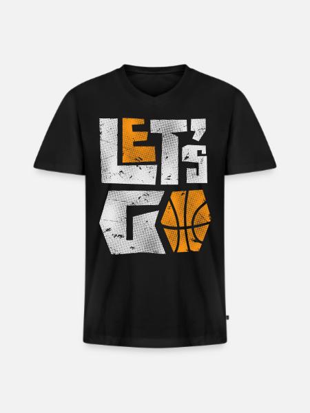 Basketball - Männer Premium Bio T-Shirt mit V-Ausschnitt - Schwarz