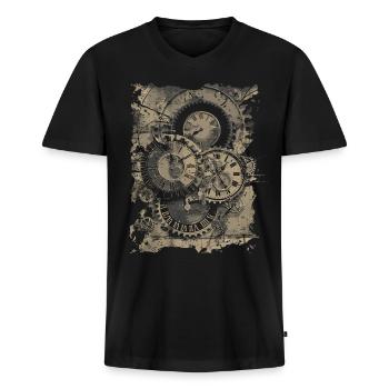 Horologie Stunde Bedeutung Uhrmacher - Männer Premium Bio T-Shirt mit V-Ausschnitt - Schwarz - Vorne - Nico (187cm)
