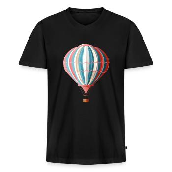 Graphique coloré d’aventure en montgolfière - T-shirt encolure en V Premium bio Homme - noir - Devant - Nico (187cm)