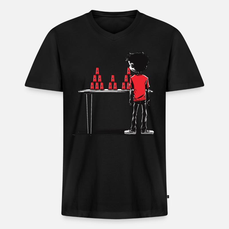 Stapeln Von Bechern Speed Stacker - Männer Premium Bio T-Shirt mit V-Ausschnitt - Schwarz