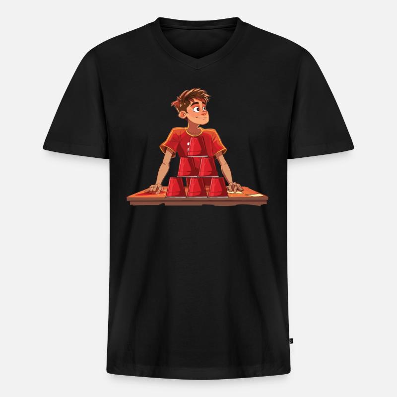 Stapeln Von Bechern Speed Stacker - Männer Premium Bio T-Shirt mit V-Ausschnitt - Schwarz