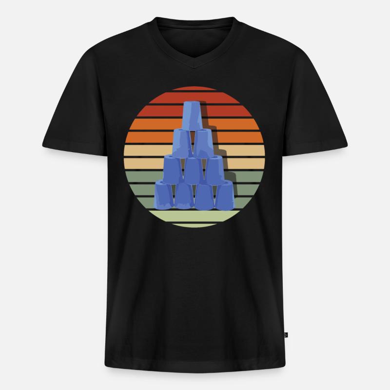Stapeln Von Bechern Speed Stacker - Männer Premium Bio T-Shirt mit V-Ausschnitt - Schwarz