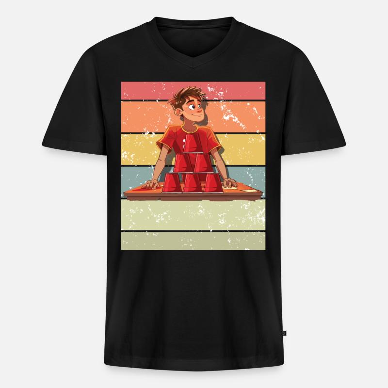 Stapeln Von Bechern Speed Stacker - Männer Premium Bio T-Shirt mit V-Ausschnitt - Schwarz