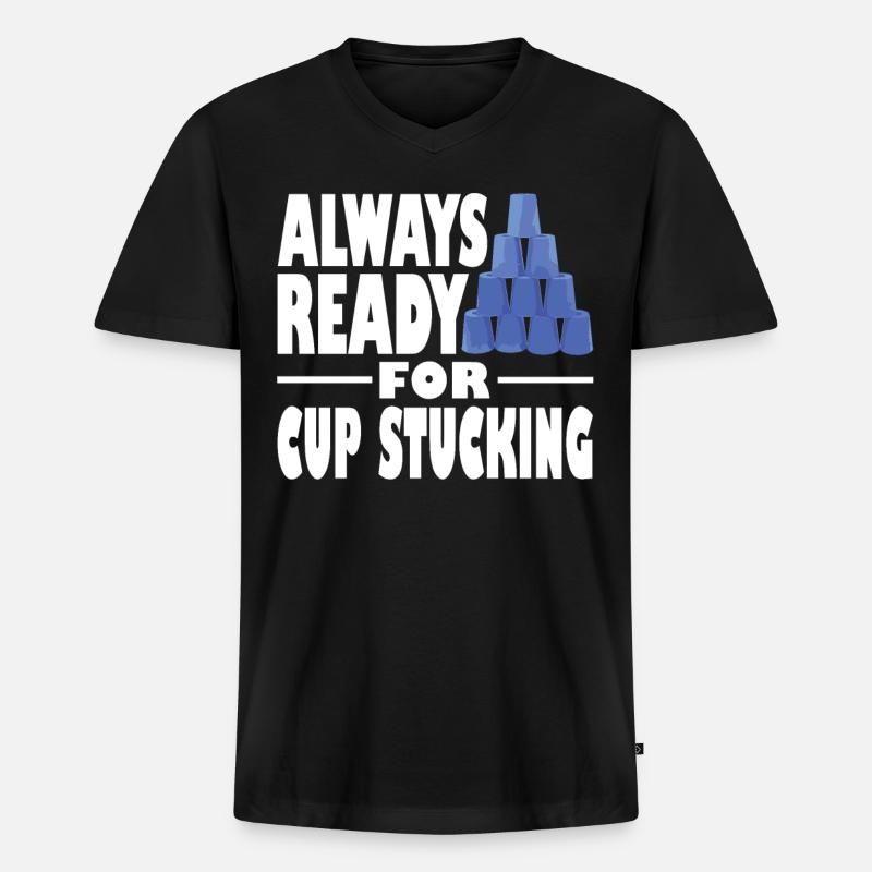 Stapeln Von Bechern Speed Stacker - Männer Premium Bio T-Shirt mit V-Ausschnitt - Schwarz