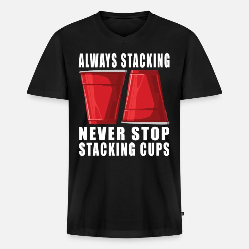 Stapeln Von Bechern Speed Stacker - Männer Premium Bio T-Shirt mit V-Ausschnitt - Schwarz