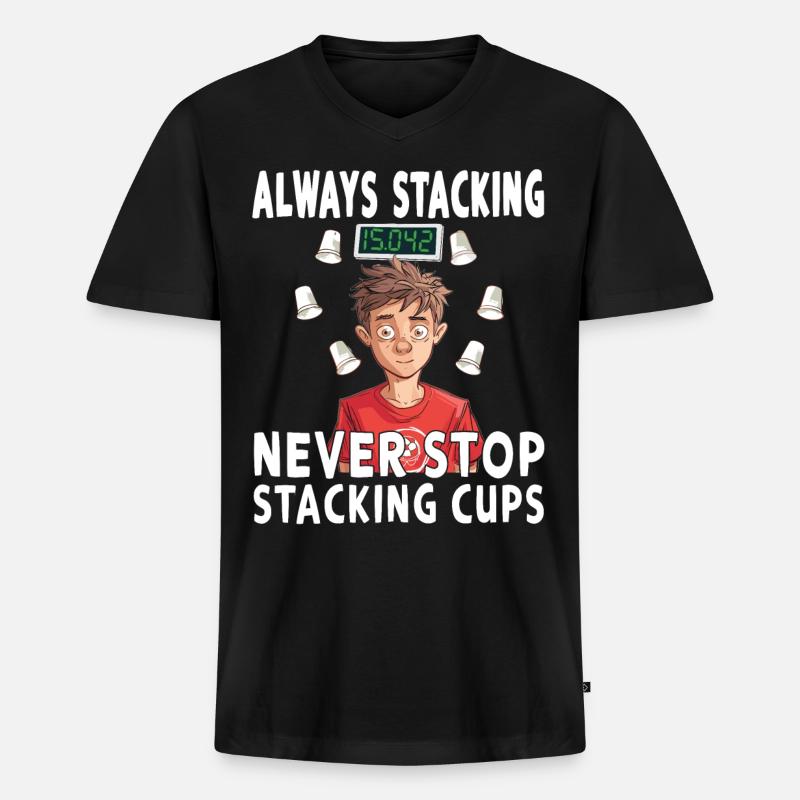 Stacking Cups Speed Stacker - Men's Premium Organic T-shirt with V-neck - black