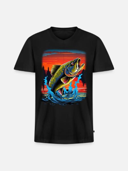 Bass Fish - Men's Premium Organic T-shirt with V-neck - black