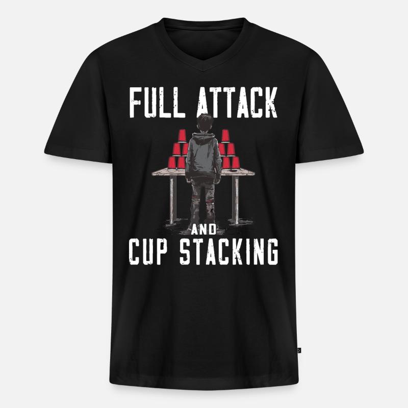 Stapeln Von Bechern Speed Stacker - Männer Premium Bio T-Shirt mit V-Ausschnitt - Schwarz