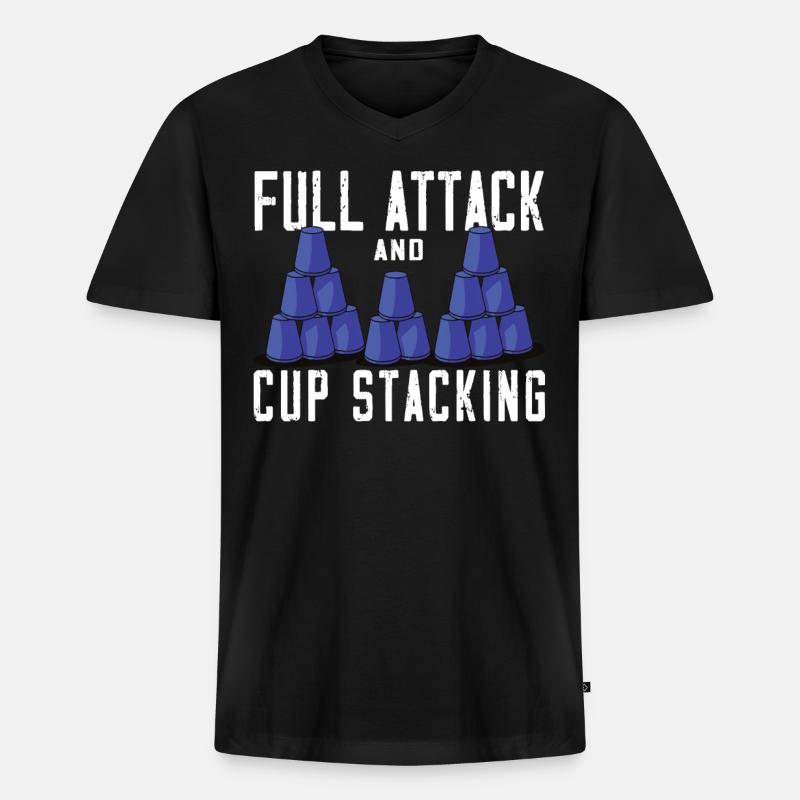 Stapeln Von Bechern Speed Stacker - Männer Premium Bio T-Shirt mit V-Ausschnitt - Schwarz