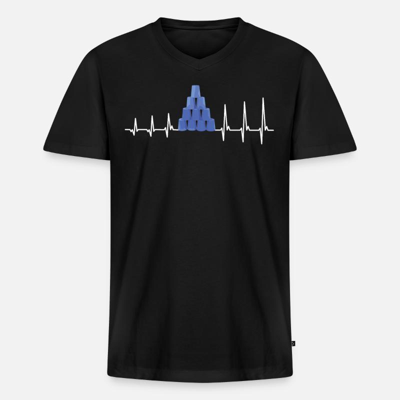 Empilage de gobelets Speed Stacker - T-shirt encolure en V Premium bio Homme - noir