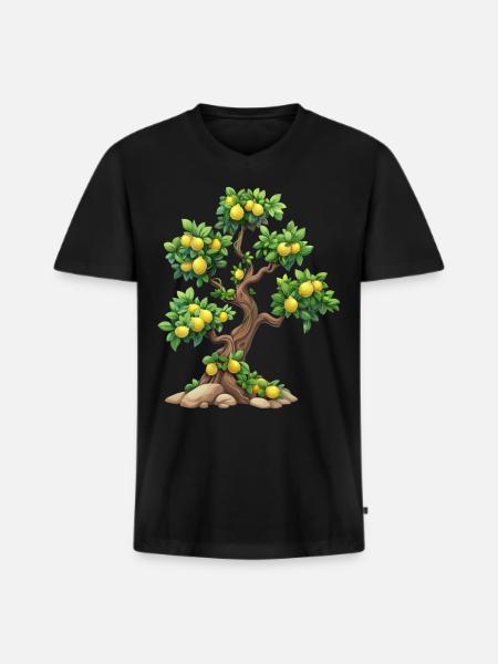 Lemon Tree, Natural Idyll, Refreshment - Men's Premium Organic T-shirt with V-neck - black