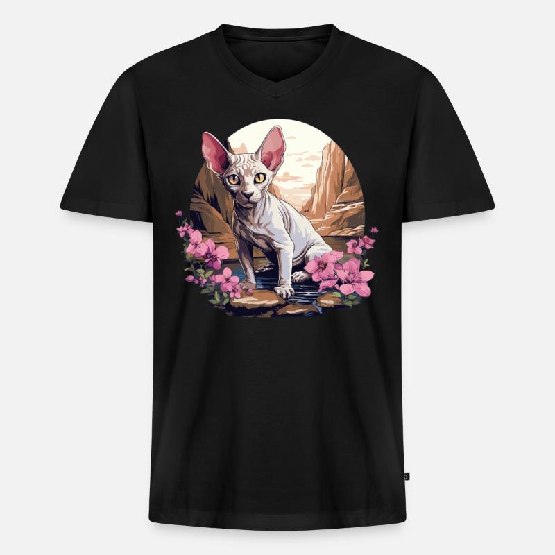 Sphynx Kätzchen Sphynx Katze - Männer Premium Bio T-Shirt mit V-Ausschnitt - Schwarz
