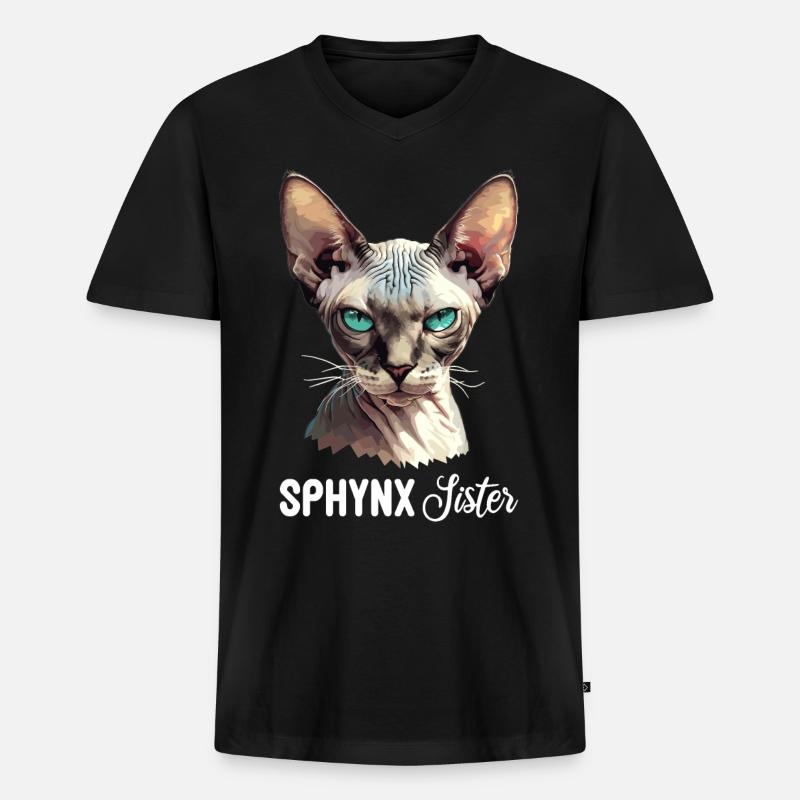 Sphynx Kätzchen Sphynx Katze - Männer Premium Bio T-Shirt mit V-Ausschnitt - Schwarz