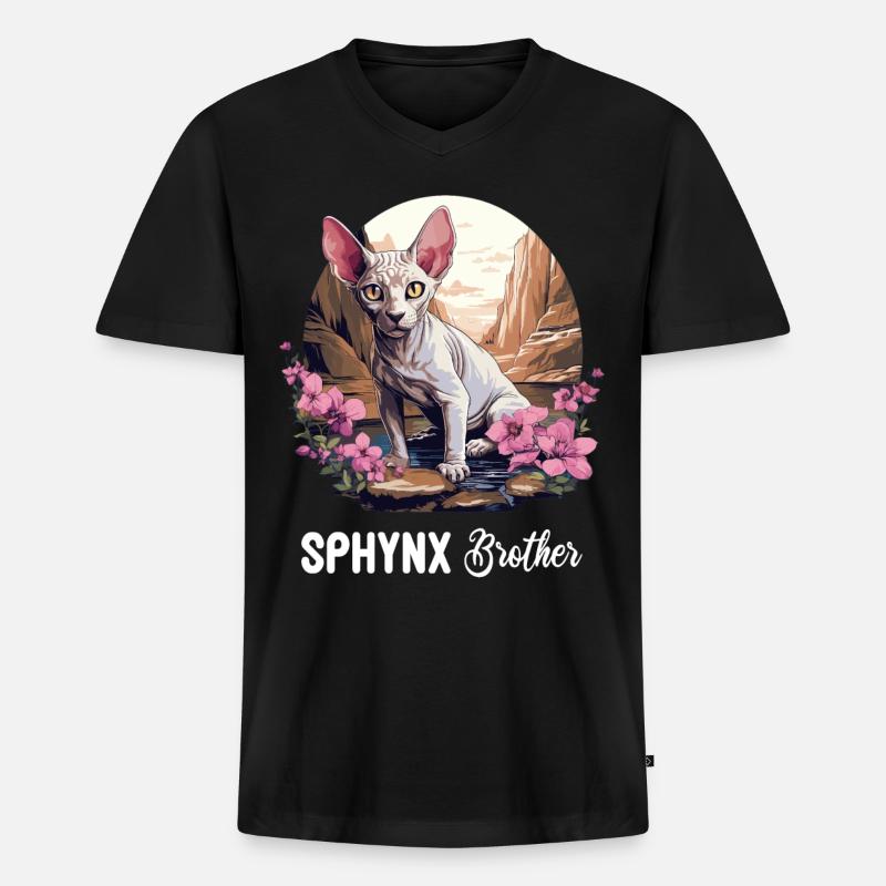 Sphynx Kätzchen Sphynx Katze - Männer Premium Bio T-Shirt mit V-Ausschnitt - Schwarz