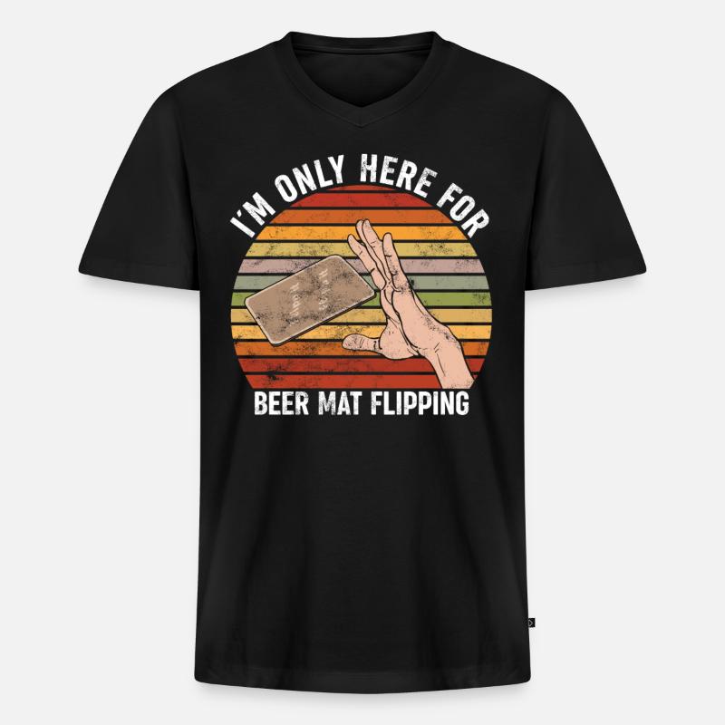 Bierdeckel Umdrehen Spiel - Männer Premium Bio T-Shirt mit V-Ausschnitt - Schwarz