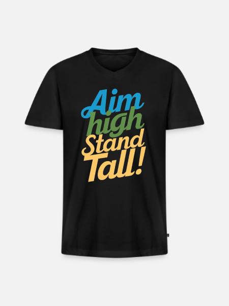 Goals High, Stand tall – pure motivation - Men's Premium Organic T-shirt with V-neck - black