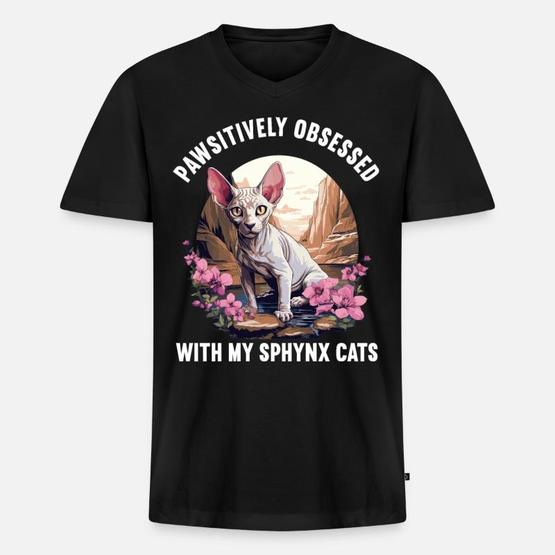 Sphynx Kätzchen Sphynx Katze - Männer Premium Bio T-Shirt mit V-Ausschnitt - Schwarz