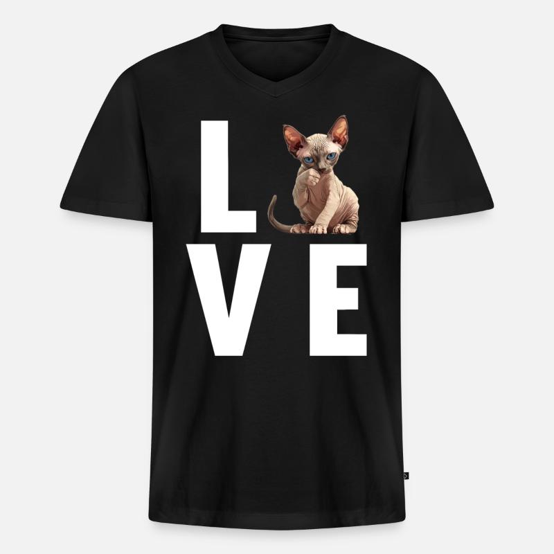 Sphynx Kätzchen Sphynx Katze - Männer Premium Bio T-Shirt mit V-Ausschnitt - Schwarz
