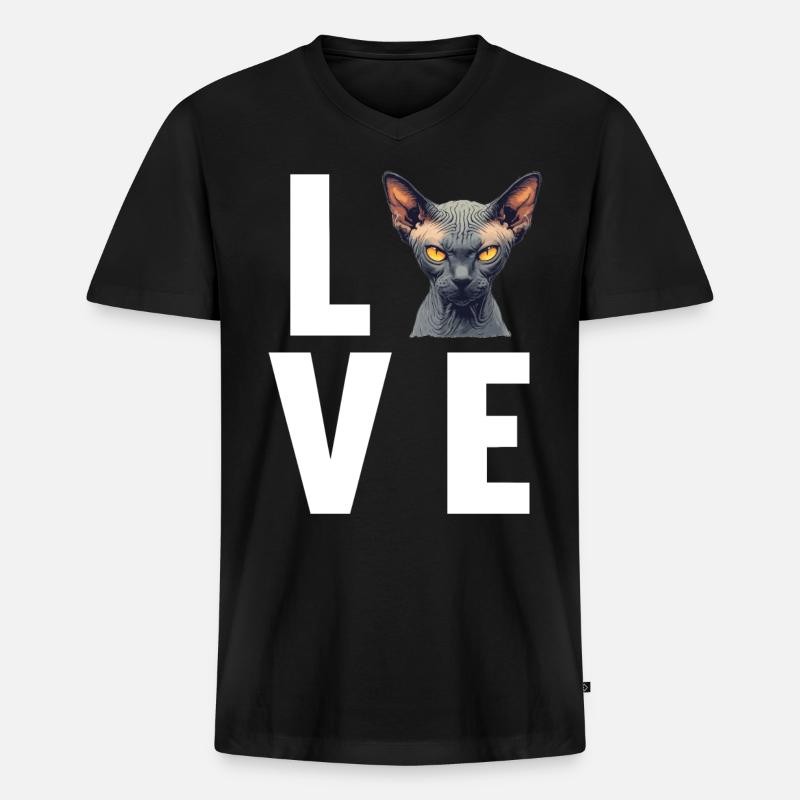 Sphynx Kätzchen Sphynx Katze - Männer Premium Bio T-Shirt mit V-Ausschnitt - Schwarz