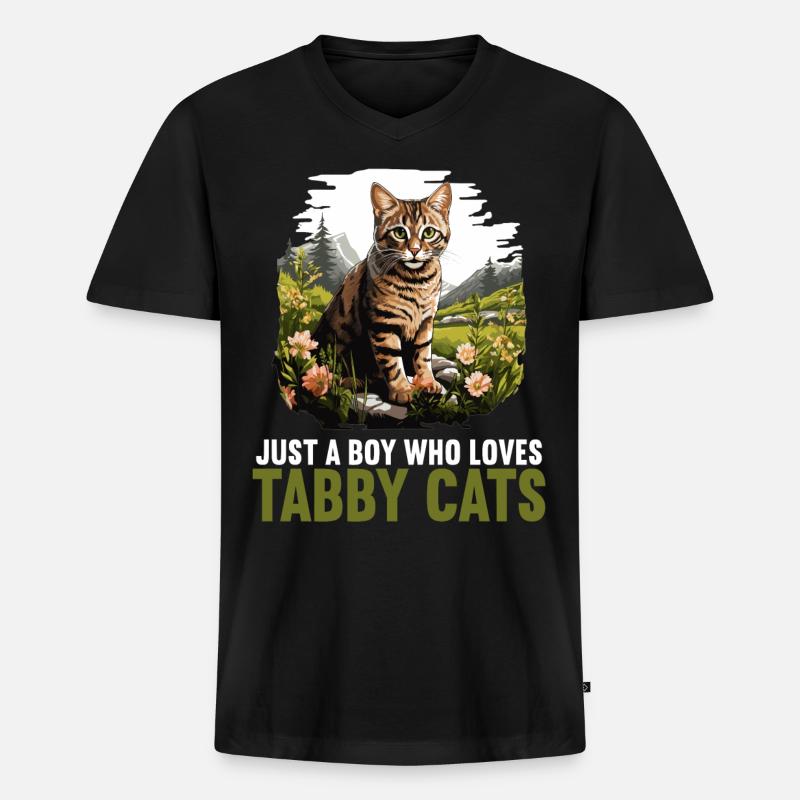 Tabby Kätzchen Tabby Katze - Männer Premium Bio T-Shirt mit V-Ausschnitt - Schwarz