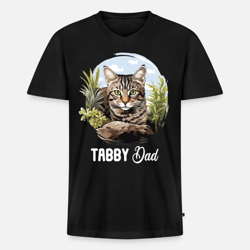 Tabby Kätzchen Tabby Katze - Männer Premium Bio T-Shirt mit V-Ausschnitt - Schwarz