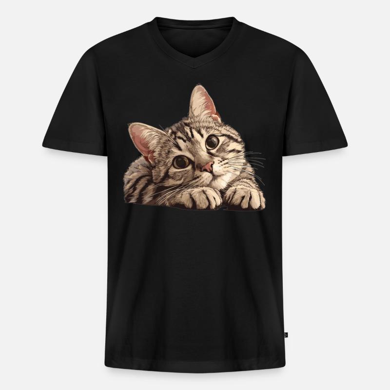 Tabby Kätzchen Tabby Katze - Männer Premium Bio T-Shirt mit V-Ausschnitt - Schwarz