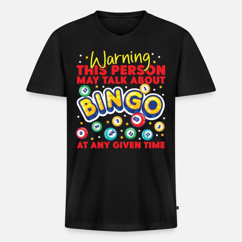 Bingo Player Warning This Person - Männer Premium Bio T-Shirt mit V-Ausschnitt - Schwarz