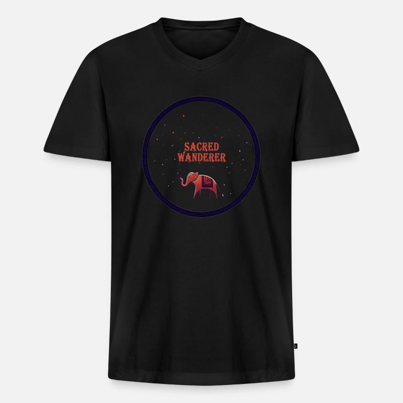 Heilige Elefanten-Odyssee - Männer Premium Bio T-Shirt mit V-Ausschnitt - Schwarz