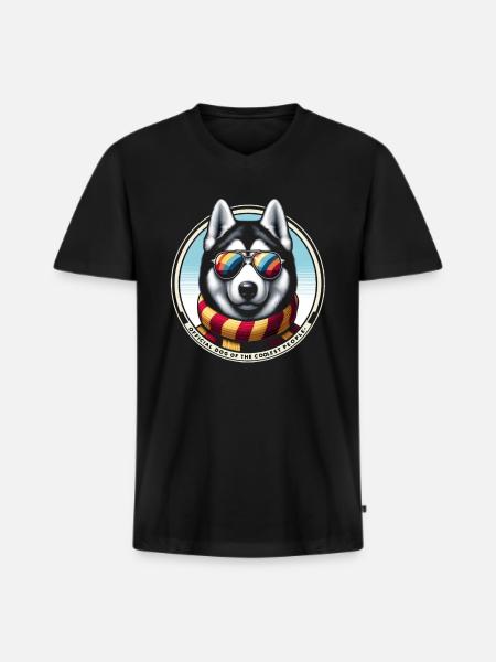 Élégant Husky Pizzazz - T-shirt encolure en V Premium bio Homme - noir