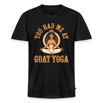 Ziegen-yoga-meditation, Yoga-kurs, Yoga - Männer Premium Bio T-Shirt mit V-Ausschnitt - Schwarz - Vorne - Nico (187cm)