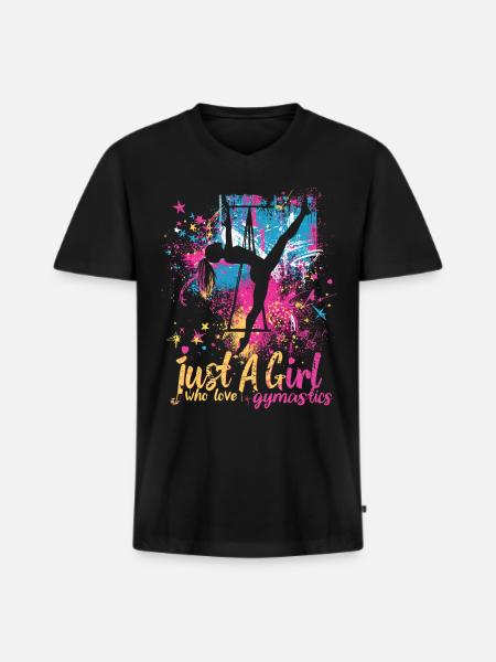 Cool cartwheel gymnast - Men's Premium Organic T-shirt with V-neck - black