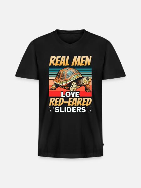 Red-eared turtle lovers - Men's Premium Organic T-shirt with V-neck - black
