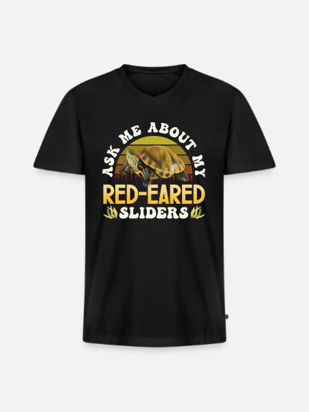 Red-eared turtle lovers - Men's Premium Organic T-shirt with V-neck - black