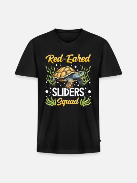 Red-eared turtle lovers - Men's Premium Organic T-shirt with V-neck - black