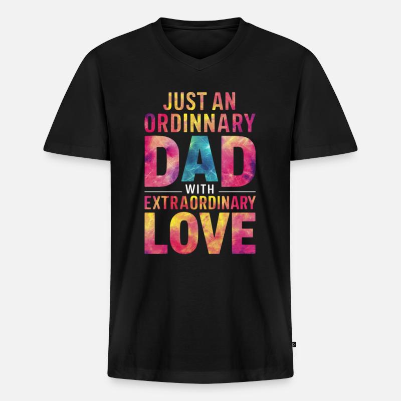 Einfach Ein Gewöhnlicher Papa - Männer Premium Bio T-Shirt mit V-Ausschnitt - Schwarz
