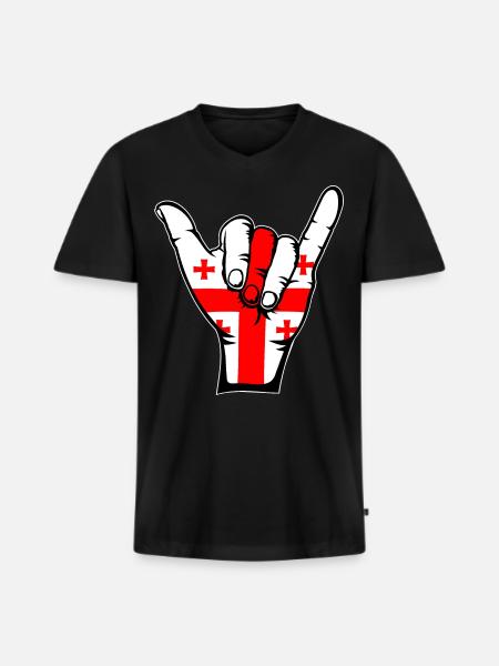 Georgia Flag Surfing Icon - Men's Premium Organic T-shirt with V-neck - black