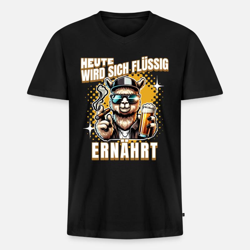 Heute Wird Sich Flüssig Ernährt - Männer Premium Bio T-Shirt mit V-Ausschnitt - Schwarz